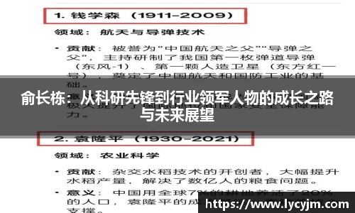 俞长栋：从科研先锋到行业领军人物的成长之路与未来展望